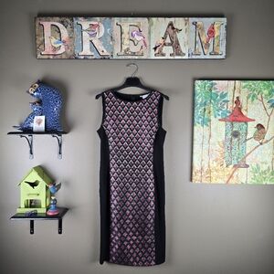 MaxMara Metallic Printed Sleeveless Shift Dress Size 10